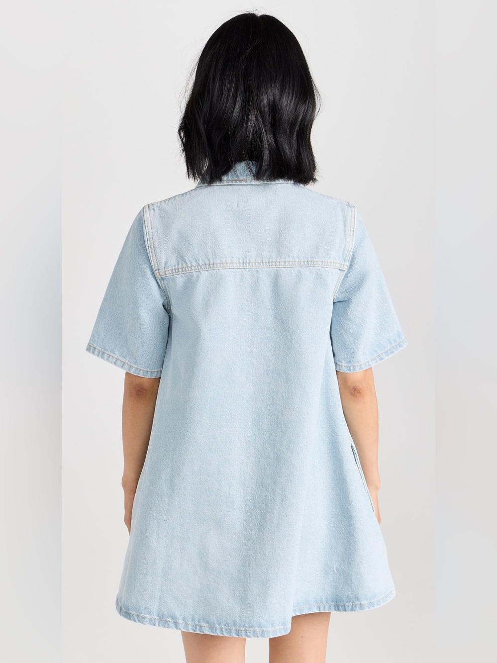 GANNI Cutline Denim Mini Dress in Light Wash, Size 38 (US 6) - Picture 2 of 11